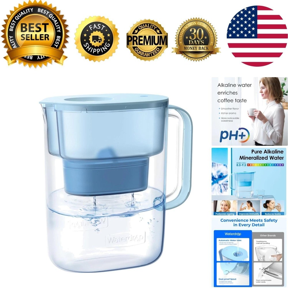 Waterdrop Lucid pH+ Alkaline Water Filter Pitcher 10 Cup Blue WD-PT-07B-AL NEW